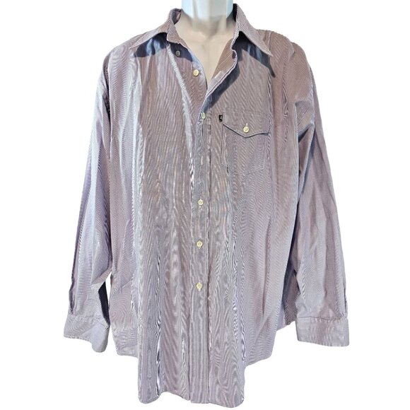 Brooks Brothers 346 Purple White Striped Dress Shirt Size XL Button Front - Picture 1 of 3
